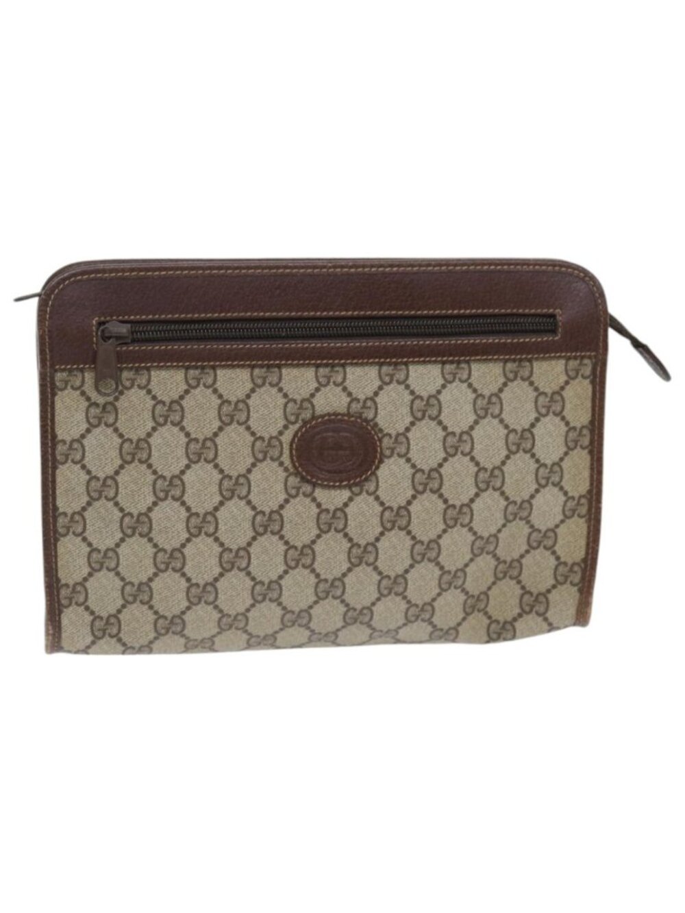 GUCCI GG Supreme Clutch Bag PVC Beige 014 115 6863
